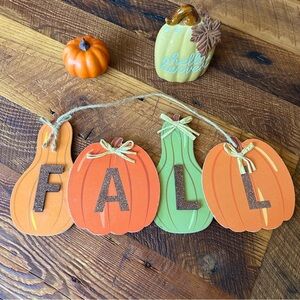 NEW 3 Piece Bundle Fall Hanging Sign with Pumpkin Harvest Decor